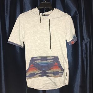 Short sleeve grey Aztec hoodie
